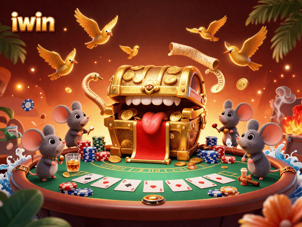 Win big at iwin by exploring a vibrant casino scene packed with poker action and treasure.