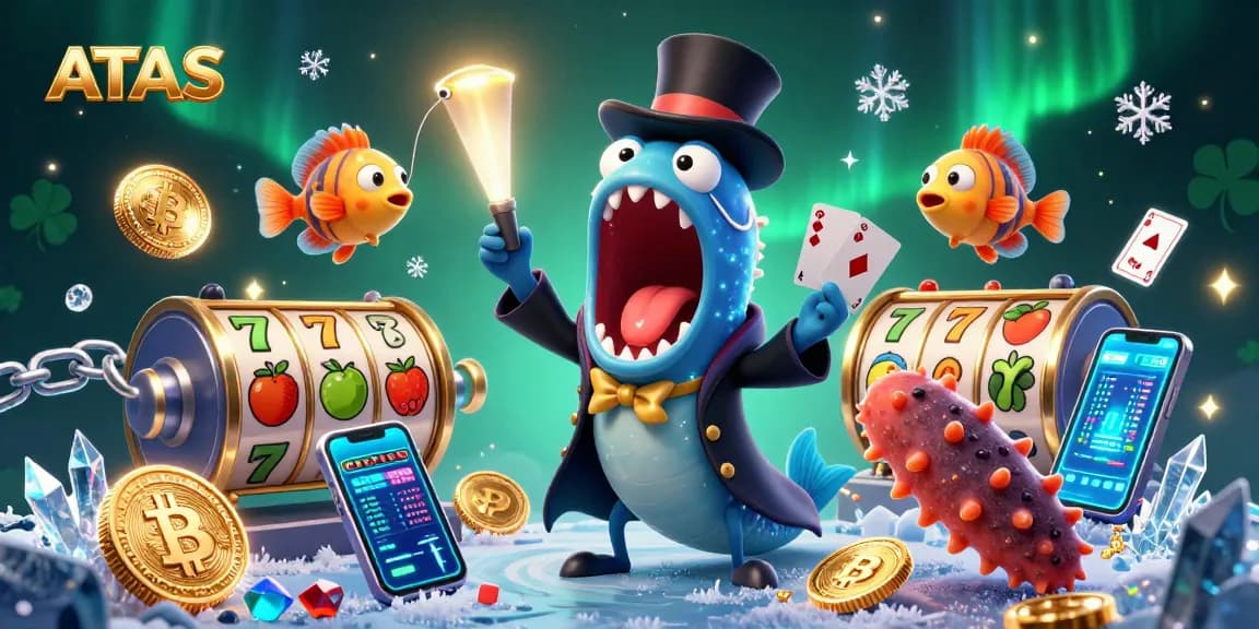 Engage with ATAS Casino's thrilling world, featuring a magical scene with casino elements.