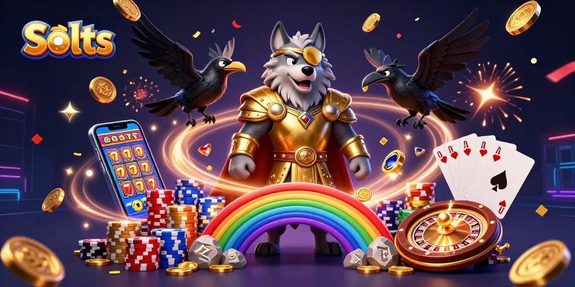 Engage in exciting Slots with vibrant characters and casino elements in a dynamic scene.