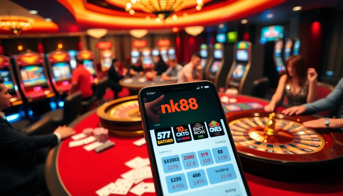 Experience thrilling gaming at nk88 with vibrant casino tables and engaging players.