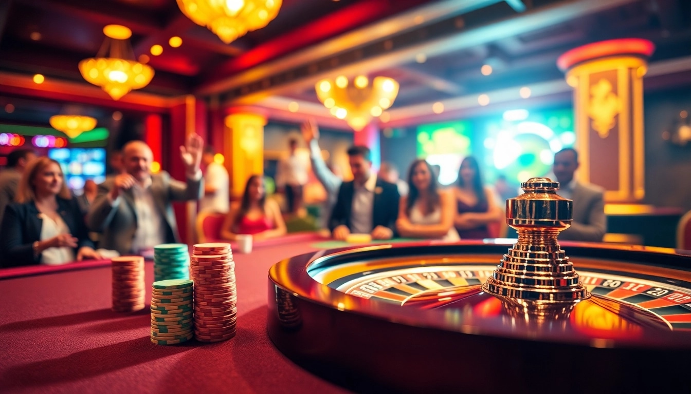 Permainan kasino bbni4d dengan roda roulette dan chip berwarna cerah yang menarik perhatian.