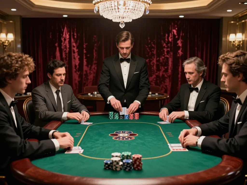 Watch players strategize their bets at vipwin's exclusive high-roller poker room.
