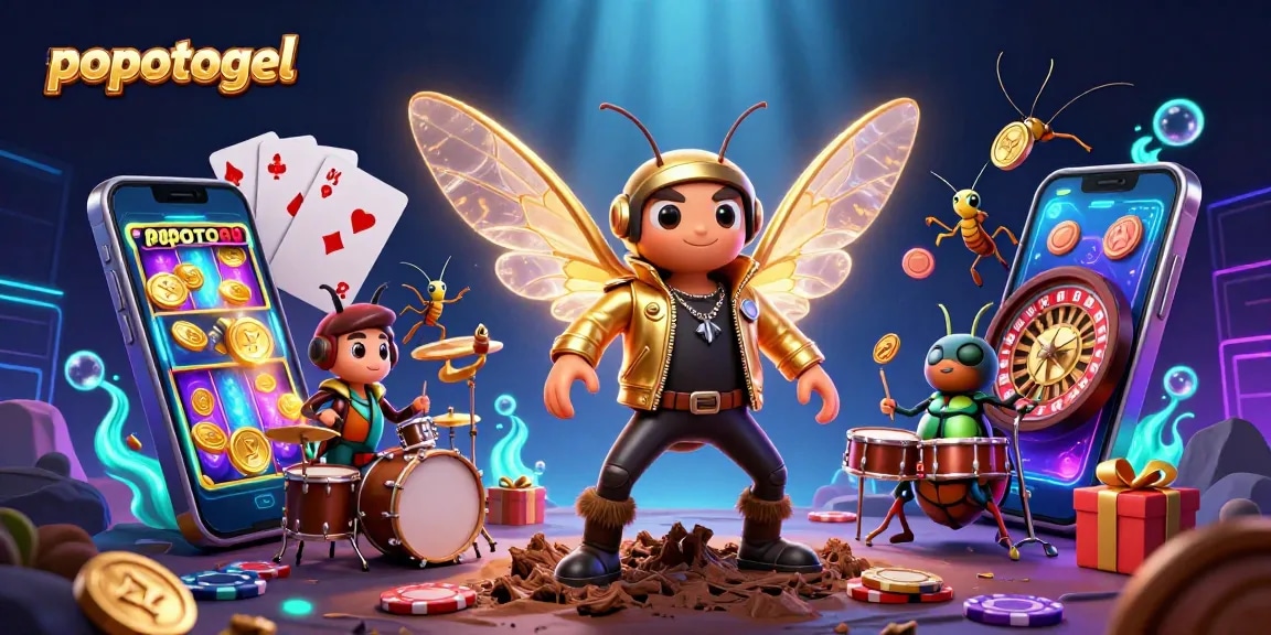 Experience popotogel's thrilling gameplay with a vibrant 3D illustration showcasing dynamic gaming elements.