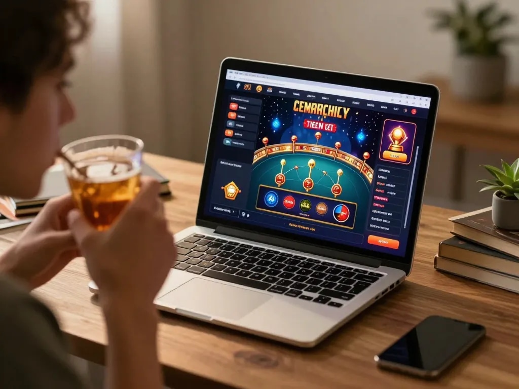 Engaging online gameplay on 88x platform with a user strategizing bets in a comfortable home office
