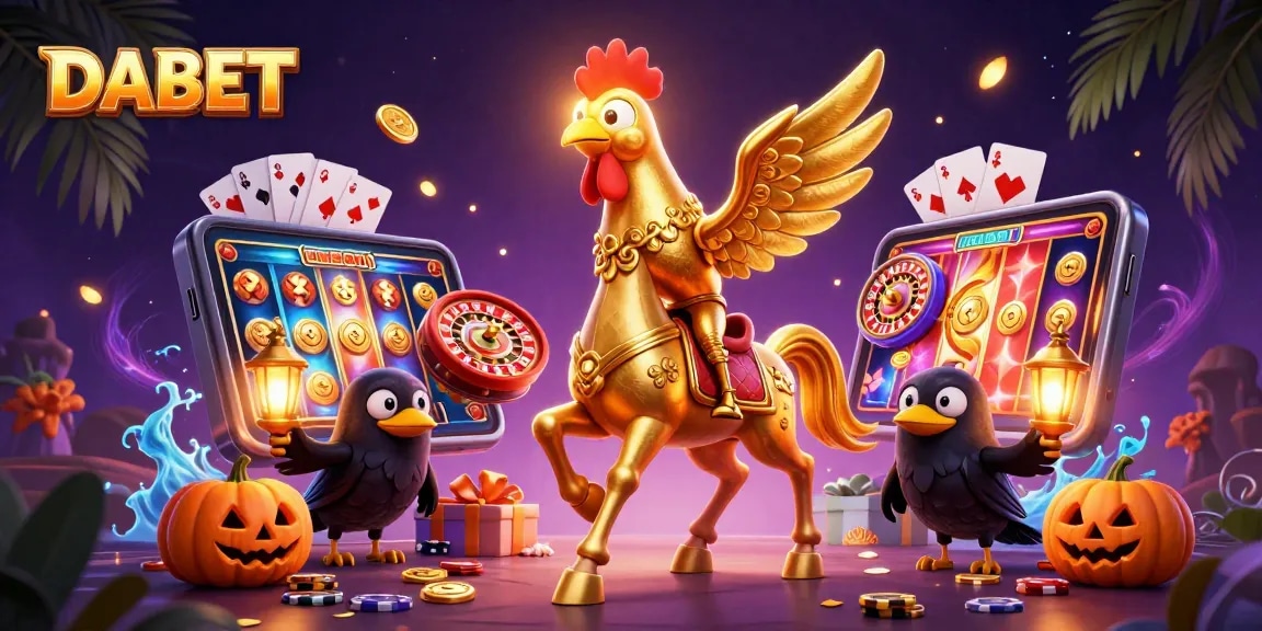 DABET gamblers enjoy immersive gameplay in a neon-lit casino atmosphere.