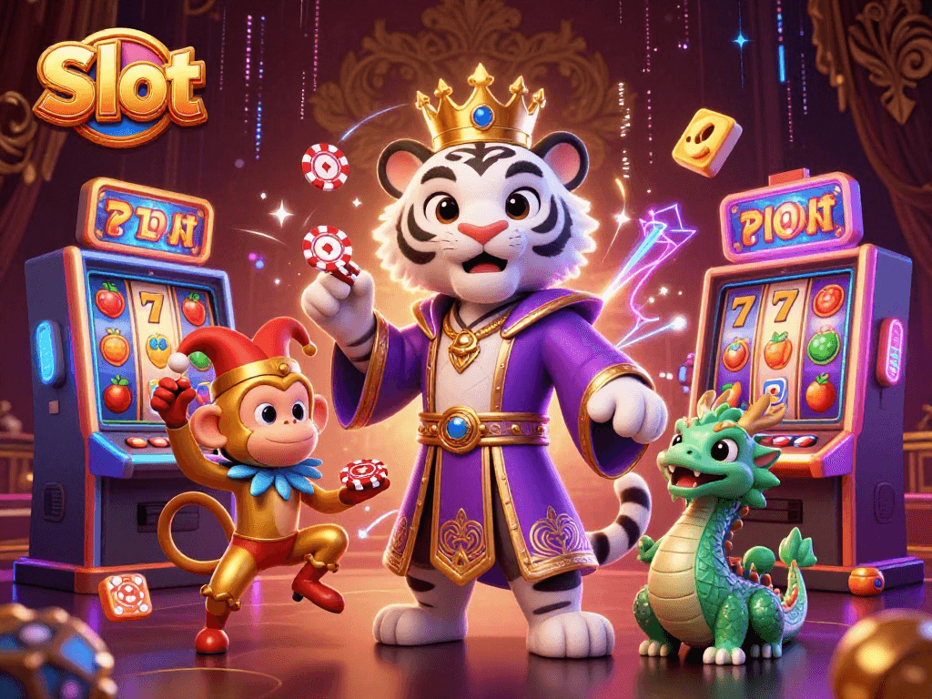 Spin the reels with our Slot illustration featuring a vibrant casino scene and playful characters.