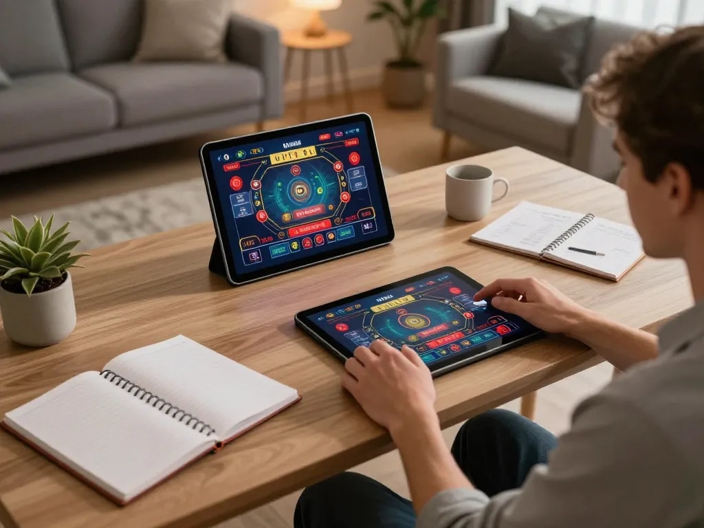 Engaging gameplay moment at iwin 68, where a player strategizes using a tablet for online gaming.