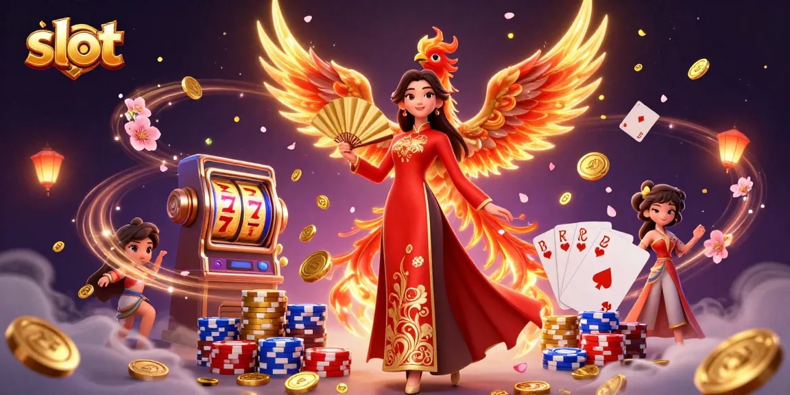 Experience thrilling slot action with cascading coins and vibrant characters in this engaging illustration.