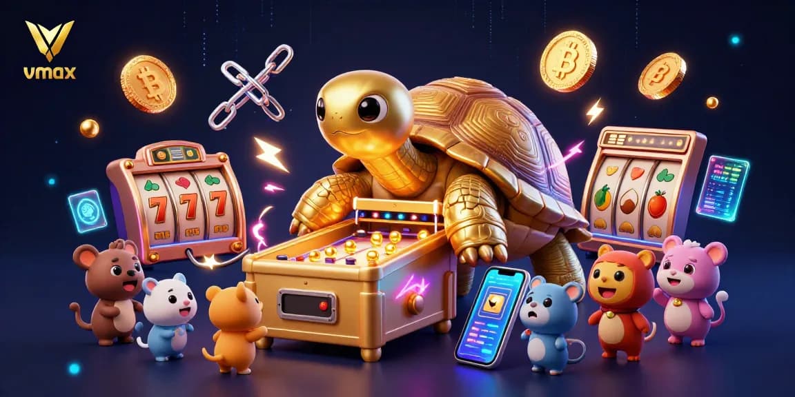 Engage with vmax in this vibrant slot gaming scene, featuring colorful symbols and exciting jackpots.