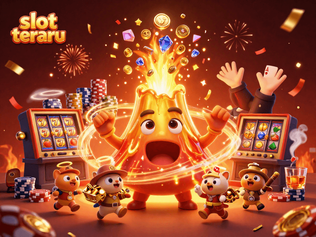 Experience slot terbaru with the erupting treasure volcano and vibrant slot machines in action