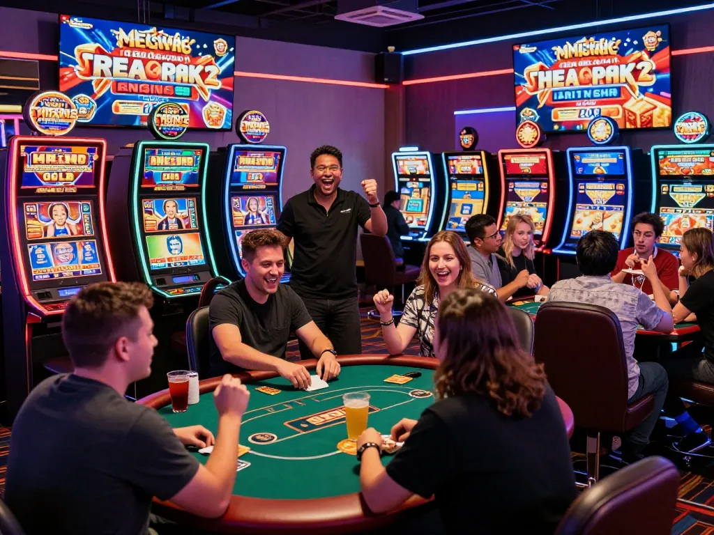 Players winning at Mega888 casino with free credit during vibrant gaming session.