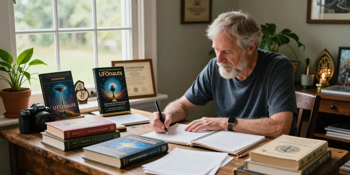 Discover T Allen Greenfield's writing journey at https://tallengreenfield.com, surrounded by spiritual books and awards.
