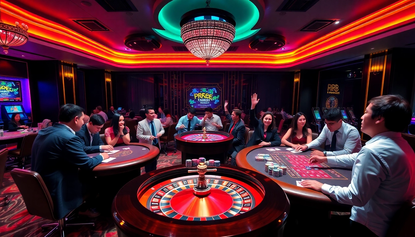 Players celebrating their wins at RR 88 with lively poker tables and roulette wheels.