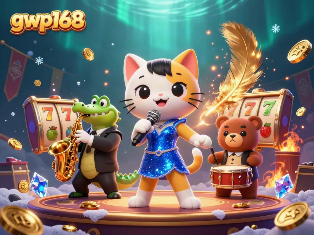 Menangkan permainan slot di gwp168 dengan katak jazzy dan beruang drumnya yang ceria.