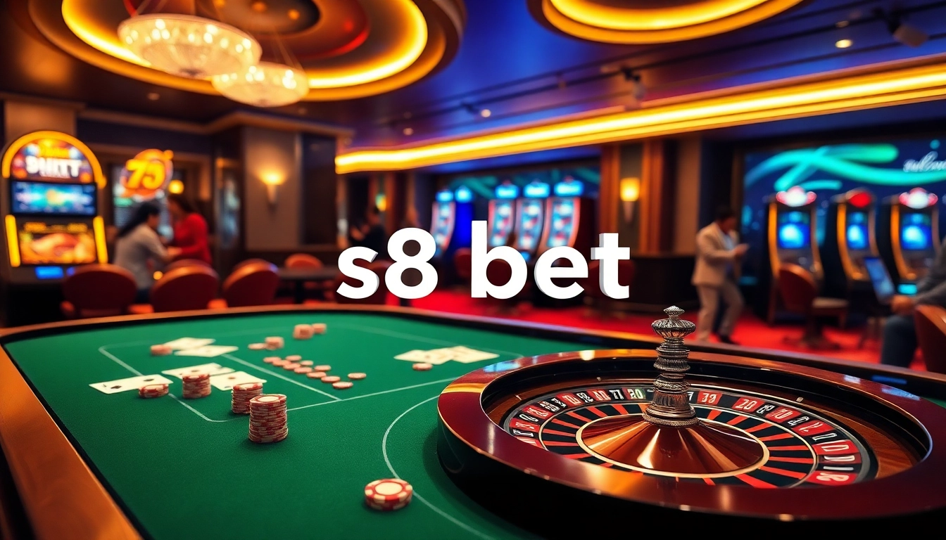 Experience thrilling gameplay with s8 bet at a luxurious casino table filled with chips and cards.