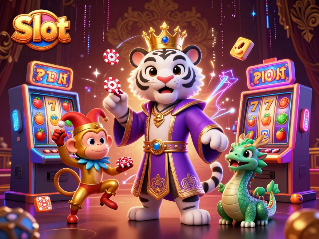 Spin the reels with our Slot illustration featuring a vibrant casino scene and playful characters.