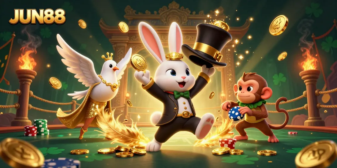 Experience thrilling gameplay at JUN88 with magical moments and animated casino fun in an engaging 3D illustration.
