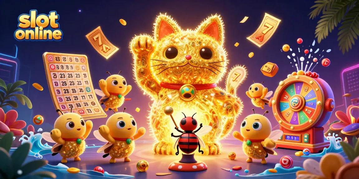 Engage in thrilling slot online gameplay with dynamic golden elements and lucky symbols.