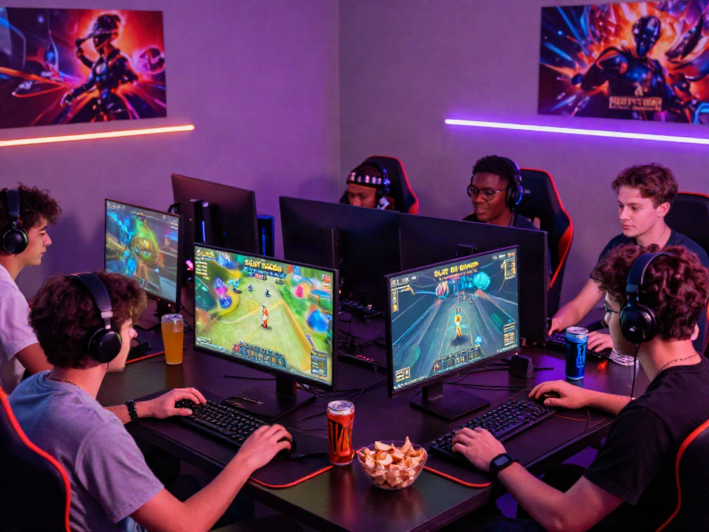 SLOT GACOR gaming session with friends enjoying a vibrant atmosphere and engaging in exciting online games.