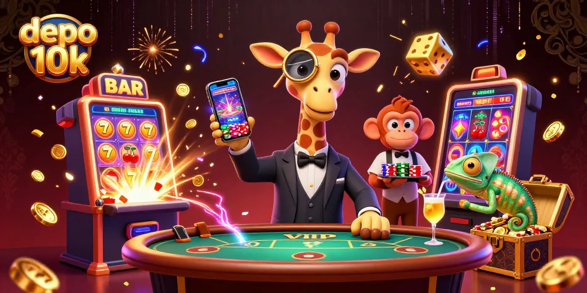 Try your luck with depo 10k at a dynamic online casino featuring an extravagant scene.