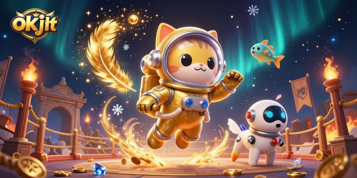 Raih kemenangan dalam permainan kasino bersama okjkt dengan kucing astronaut berperan aktif.