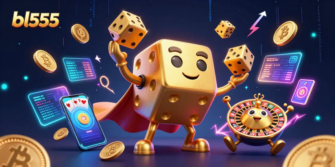 Bl555 offers immersive gaming with a colorful 3D illustration showcasing unique casino elements.