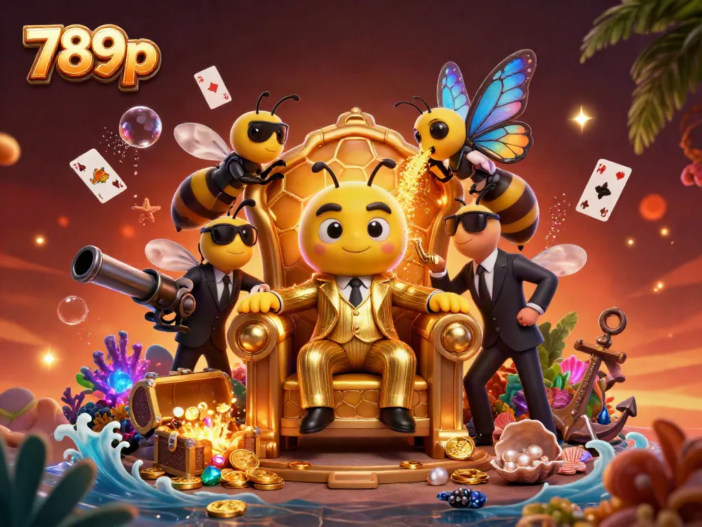 Engage with thrilling 789p excitement in this vibrant 3D casino scene filled with treasures and action.