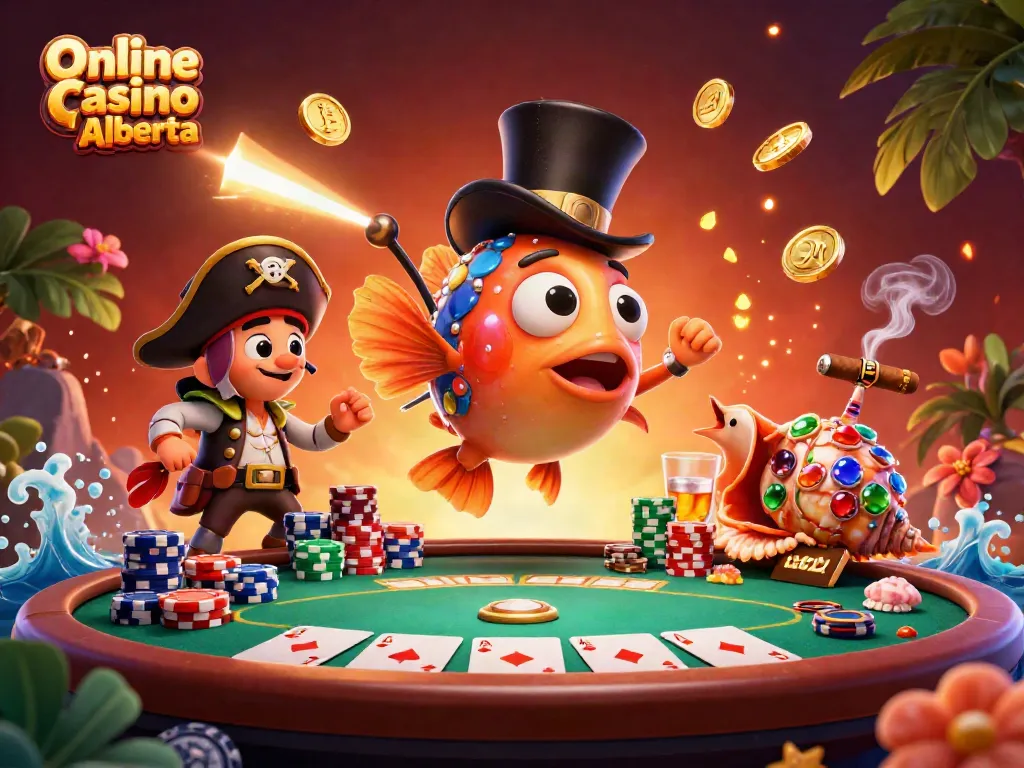 Engage with thrilling games at Online Casino Alberta with a vibrant scene of casino elements.