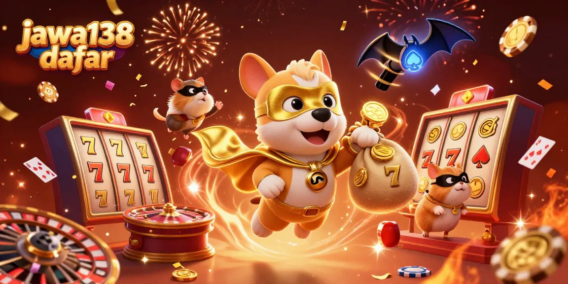 Menangkan hadiah besar dengan jawa138 daftar, simbol chip poker serta pahlawan yang siap bertarung di kasino.