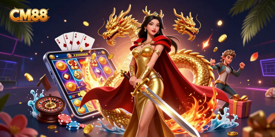 Experience dynamic gameplay at CM88 with captivating gaming elements and a warrior queen ambiance.