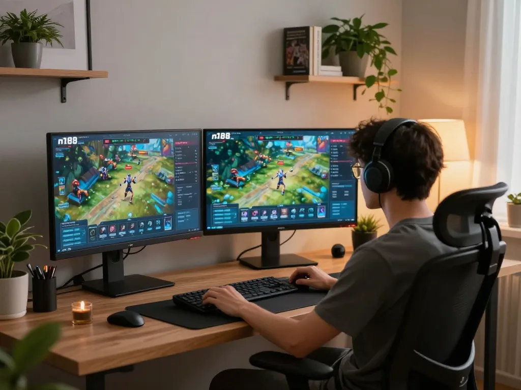 The n188 game in action on multiple screens during an engaging online gaming session.