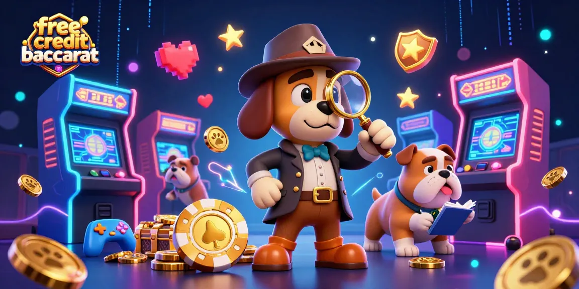 Engage in free credit baccarat with playful detectives discovering treasures on vibrant casino arcade