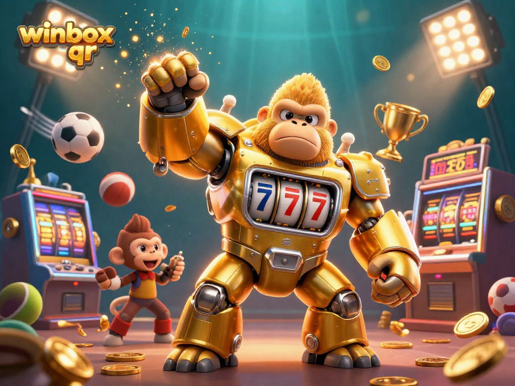 Winbox QR: Engage in thrilling casino action with dynamic characters and Golden Gorilla Mech.