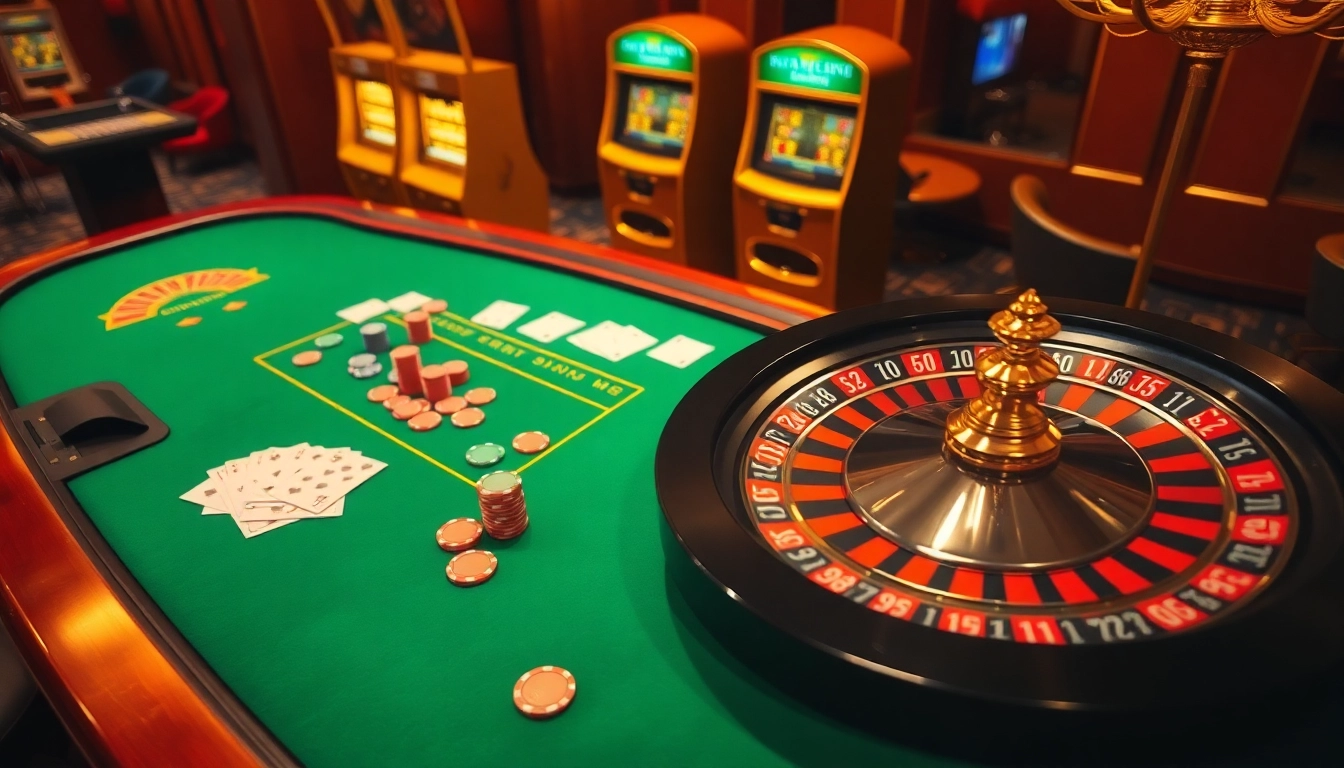 Engaging gameplay at trang chủ go99 with colorful cards, chips, and a roulette wheel.