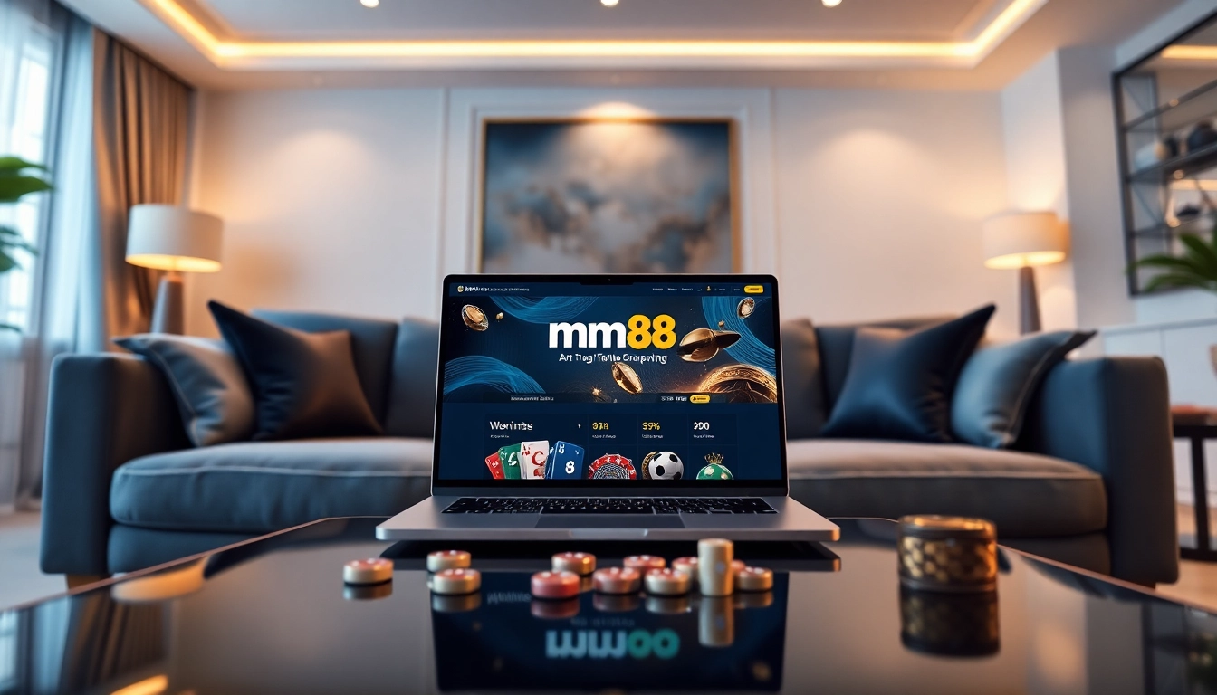 Exciting mm88 nhà cái online gambling platform displayed on a modern laptop.