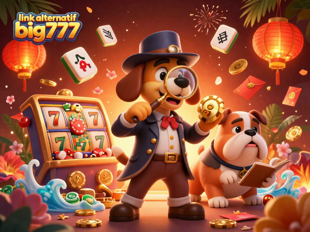 Engage with link alternatif big777 through this vibrant 3D casino scene, showcasing thrilling slot games.