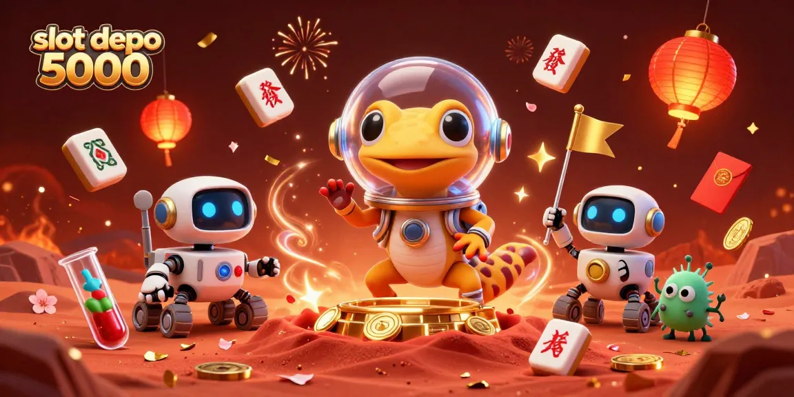 Experience the thrill of slot depo 5000 with a Martian gecko revealing a golden casino beneath Mars.