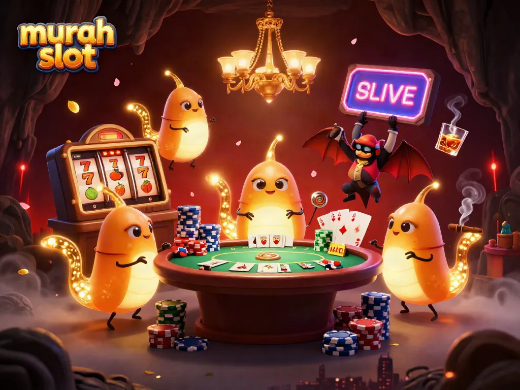 Menerangi suasana kasino, glowworms dan dealer kelelawar dalam tema murah slot.