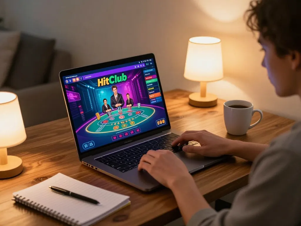 Player engaging with the Hitclub online gaming app, highlighting fun and strategy in gambling.
