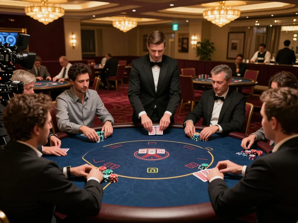 GO88 poker players strategizing on high-stakes hands in an elegant casino setting.