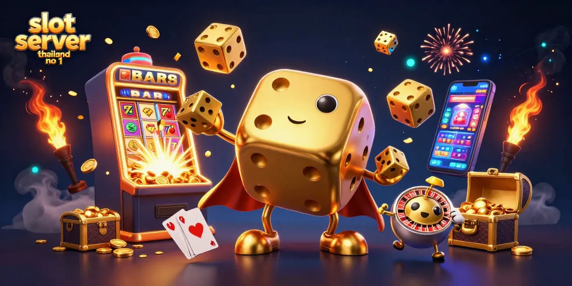 Engage with slot server thailand no 1, featuring vibrant 3D golden dice & jackpot elements.