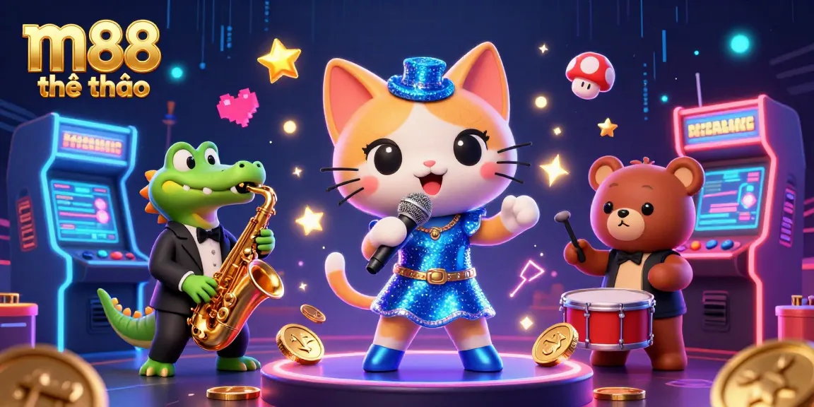 Tham gia vào thế giới m88 thể thao sôi động với các nhân vật hoạt hình, trò chơi arcade và phong cách casino.
