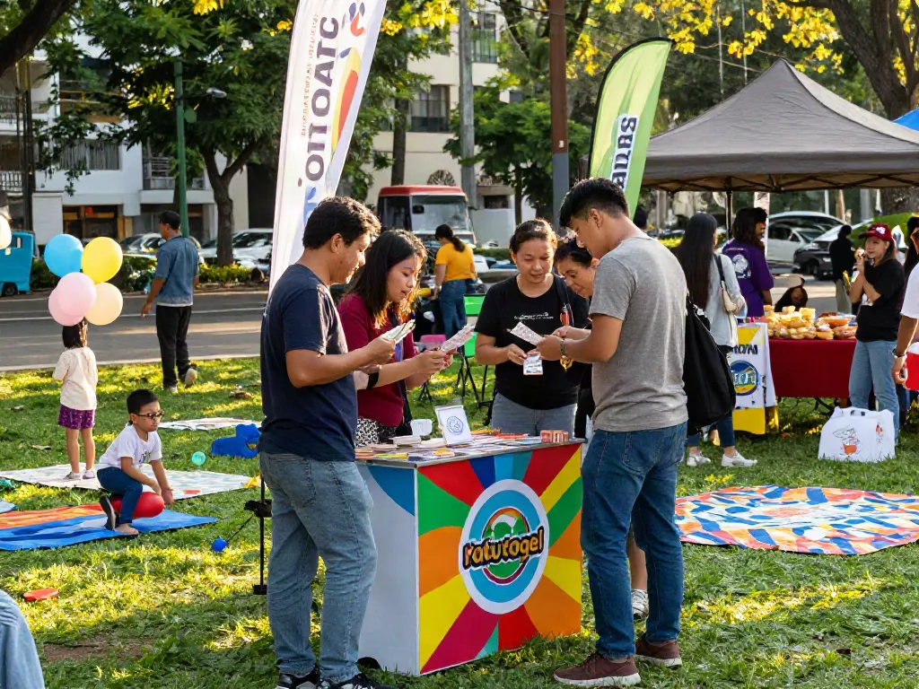 Suasana acara lotere ratutogel di taman kota yang ramai menunjukkan antusiasme peserta.