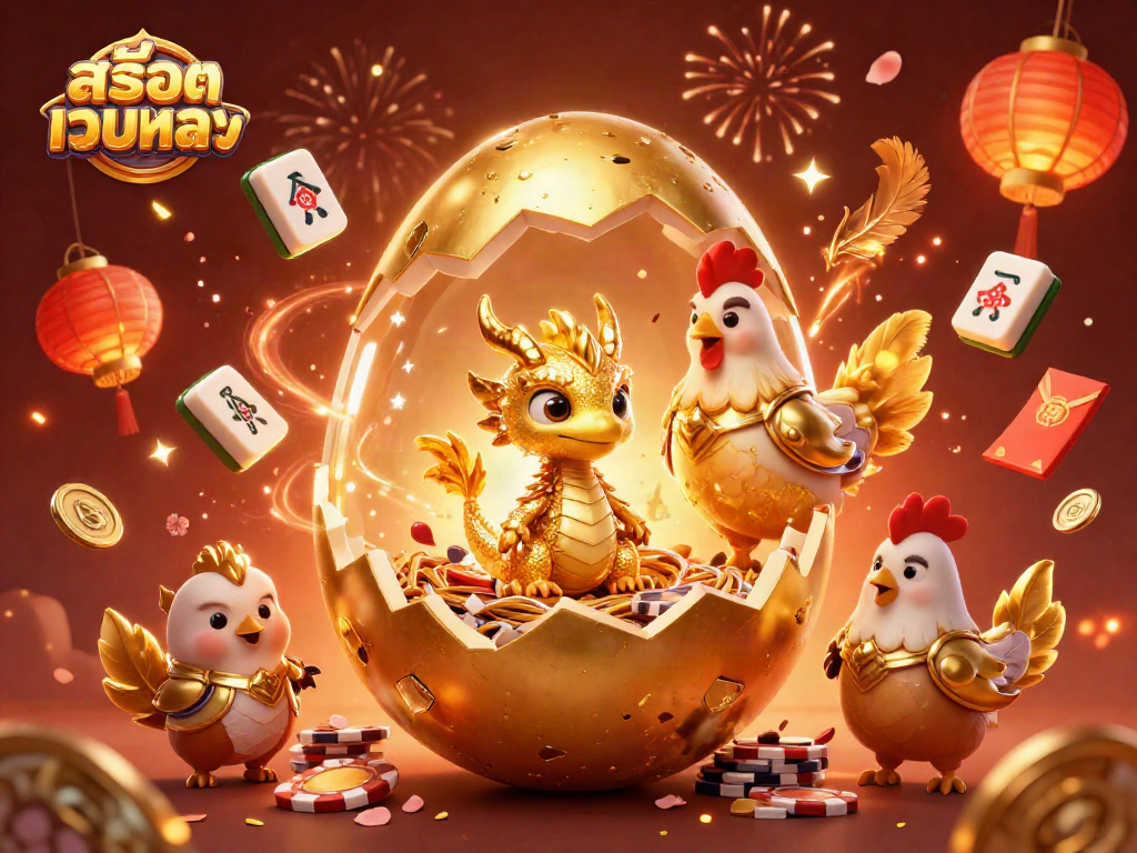 Engage with สล็อตเว็บตรง in this lively 3D illustration featuring gold elements and gaming icons.