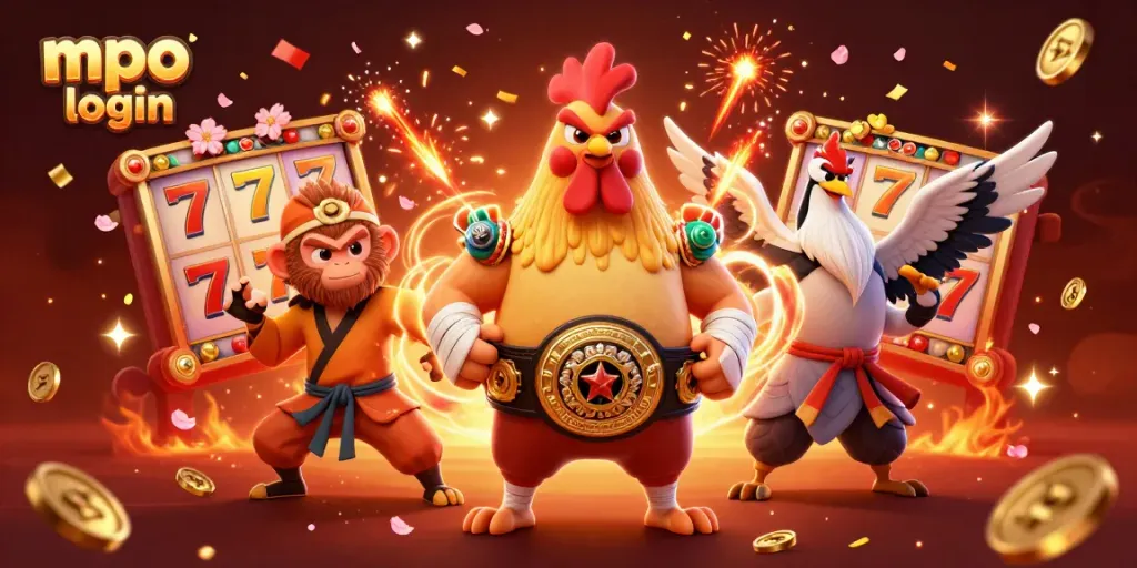 Memperbaiki mpo login untuk permainan slot gacor dengan simbol keberuntungan dan elemen khas kasino.
