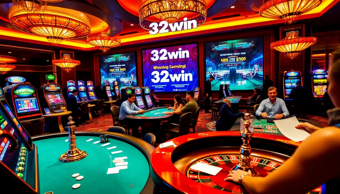 Players enjoying thrilling games at 32win casino, showcasing excitement and strategic bets.