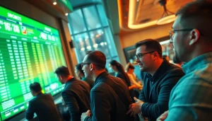 Taruhan SBOBET88 yang menarik di ruang taruhan profesional dengan suasana dinamis dan antusias.