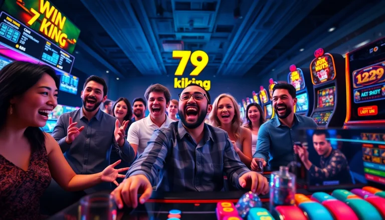 Excited players enjoying a vibrant gaming experience at 79king, featuring sports betting and casino games.