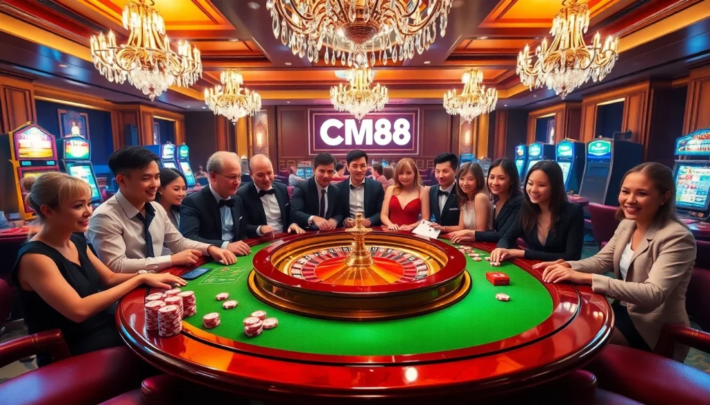 Players enjoying vibrant gaming strategies at CM88 casino tables.
