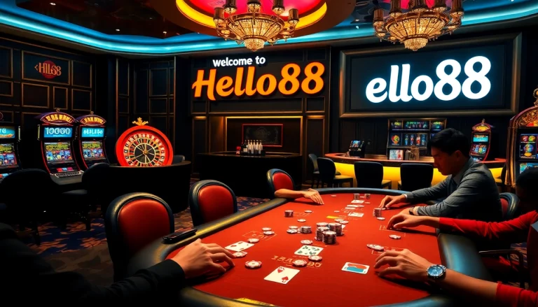 Experience the thrill of Hello88 with vibrant casino tables and engaged players.